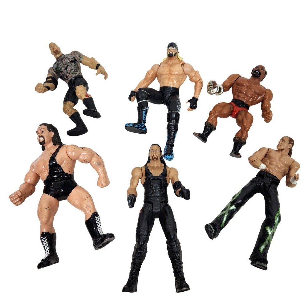Vintage WWE Wrestling Figure Lot 6 Undertaker Shawn Michaels Hogan Stone Cold